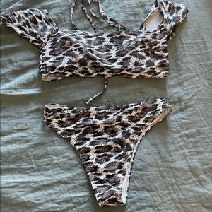 Two piece cheetah print swimsuit!